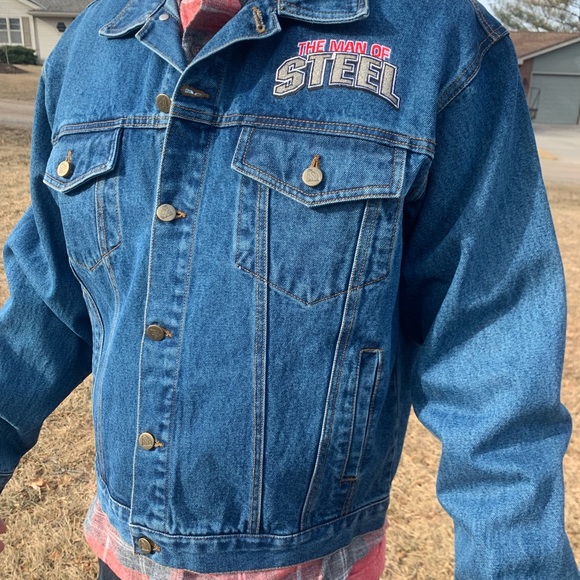 Warner brothers, Wilson, leather, Superman, jean jacket, large - Picture 2 of 11